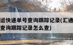 汇通快运快递单号查询跟踪记录(汇通快运快递单号查询跟踪记录怎么查)