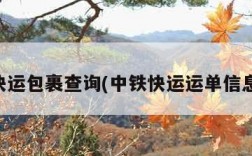 中铁快运包裹查询(中铁快运运单信息查询)