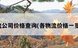 物流公司价格查询(各物流价格一览表)