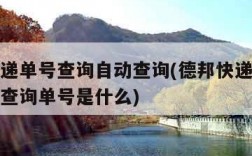 德邦快递单号查询自动查询(德邦快递单号查询自动查询单号是什么)